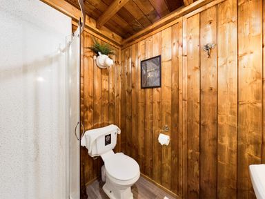 A bathroom featuring a shower and a toilet at Savannah (Pet) Penrith