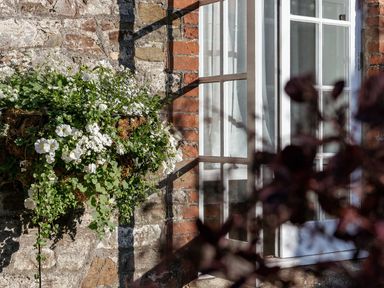 A window with flowers on a wall at The School House in Ashburton