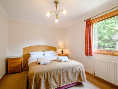 A bedroom with a bed and nightstand at Osprey Lodge in Dundee