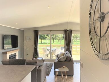 A living room with a television and sofa at Dream View in Waltham