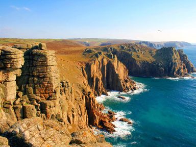 Cliffs overlooking the ocean at Aubyn Lodge Spa in Praze-An-Beeble