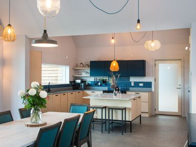A kitchen with a table and chairs at The Irvine in North Berwick