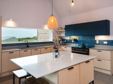 A kitchen with a sink and stove at The Irvine in North Berwick