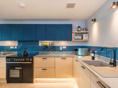 A kitchen with a stove, sink, and various kitchen appliances at The Laidlaw in North Berwick