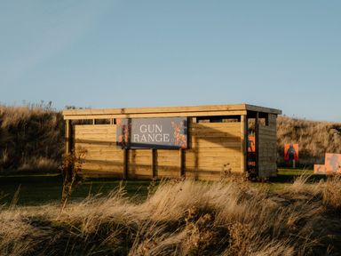 A gun range with wooden structure and targets at The Laidlaw in North Berwick
