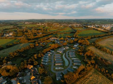 A view of houses and fields from above at Kynance Spa in Bude