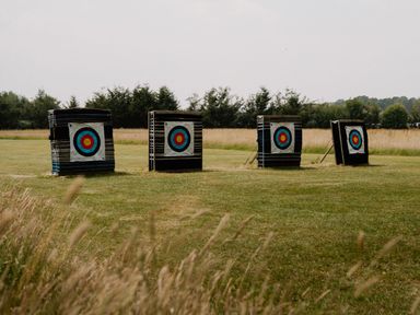 Archery targets in a field at Spitfire Lodge Fair Oak