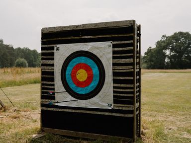 An archery target in an outdoor area at Spitfire Lodge in Fair Oak