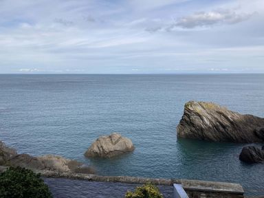 A view of the sea and rocks at Val's Seaview in Ilfracombe