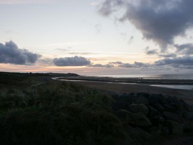 A beach landscape with clouds and sea at Mables in Wigton