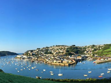 A coastal view with boats in the water at Villa 8, Estura in Salcombe