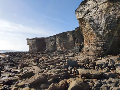 A landscape with cliffs and rocks near the ocean at Cullinview Isle of Skye