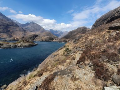 A scenic view of mountains and water at Cullinview in Isle of Skye