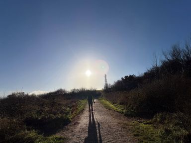 A person walking on a path under the sun at Ashberry 38 x 12 Two Bed (Pet Free) Northwich