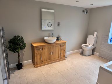 A bathroom with a sink and a toilet at 15 Lamsey Lane King's Lynn