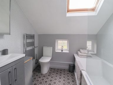 A bathroom with a sink, toilet, and bathtub at No.4 Main Street Hull