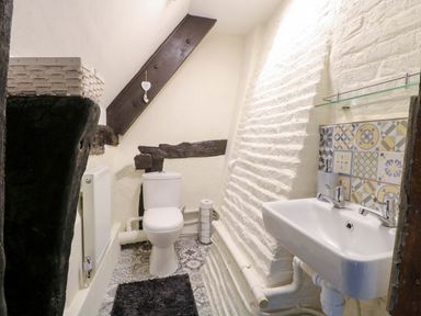 A bathroom with a toilet and sink at Driftway Stables Retreat in Diss