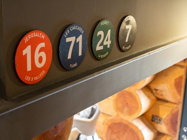 A display of numbered signs at Apres Ski in Addingham