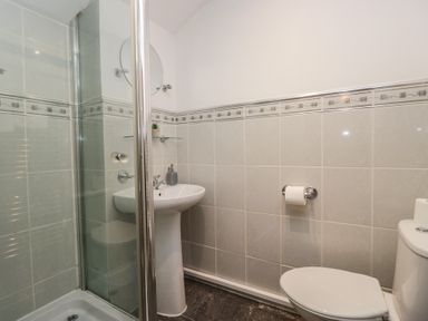 A bathroom with shower and sink at Newlands Fell House in Newlands near Keswick
