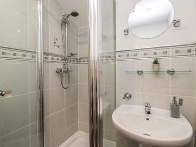 A bathroom with a shower and sink at Newlands Fell House in Newlands near Keswick