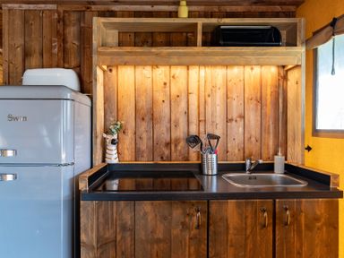 A kitchen with a refrigerator and sink at Kruger (Pet) in Penrith
