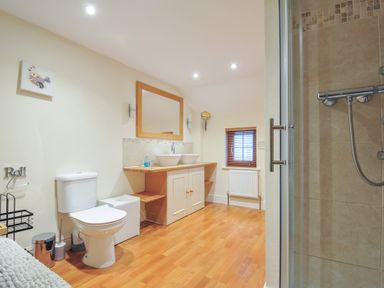 A bathroom with a sink and toilet at Little Blagdon in Beaworthy