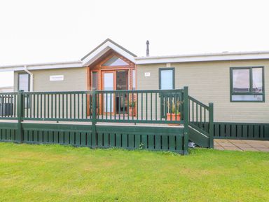 A front view of a property with a deck and potted plants at 37 Horizon Park in Hartlepool