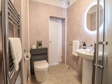 A bathroom with a toilet and sink at Sea View, East Parade in Llandudno