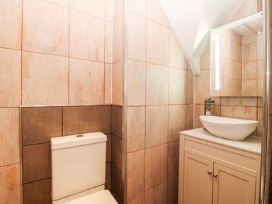 A bathroom with a toilet and sink at Briar Bank in Barmouth