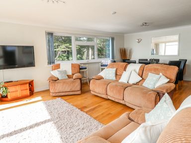 A living room with sofa and television at Flat 17 Golden Gates in Poole