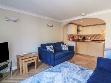 A living room with a sofa and television at 6 Dartmouth House in Dartmouth