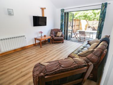 A living room with a sofa and television at Brookview Kingfisher in Haverfordwest