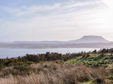 A scenic view of a lake and mountain at Cabin 9 Inish Beag Gortahawk