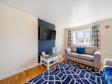 A living room with a sofa and a television at Lodge 4 Near Brigg