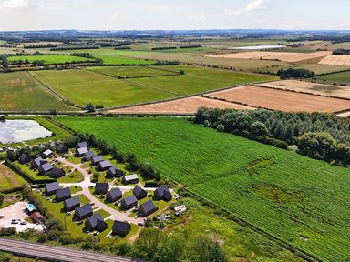An aerial view of houses and fields at Lodge 4 Near Brigg