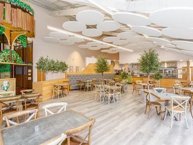A dining room with tables and chairs at Pine Lodge Spa Carlton Miniott near Thirsk