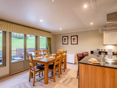 A dining room with a table and chairs at The Derwent Spa (Pet) Slaley
