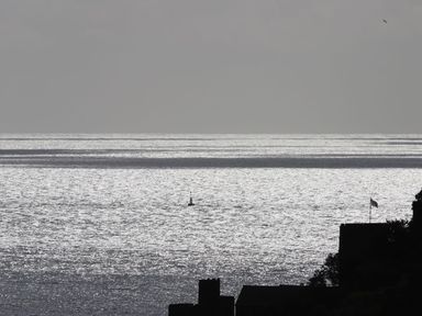 A view of the sea with a sailboat and buildings at Dart Views in Dartmouth