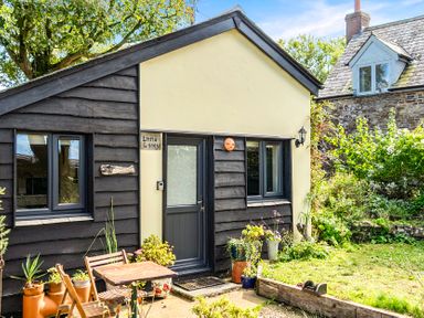 A house entrance with a garden at Little Linney in Hartland