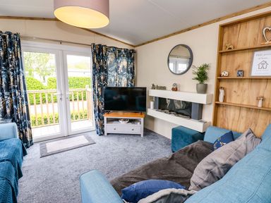 A living room with a television and a sofa at Plot 41 High Hesket near Armathwaite