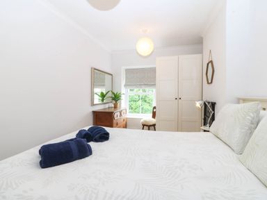 A bedroom with a bed and plants at Llys Awen in Caernarfon