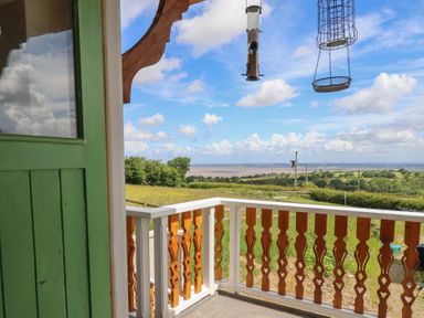 A balcony view overlooking the countryside at Hay Loft at Ebenezer Chapel in Milwr