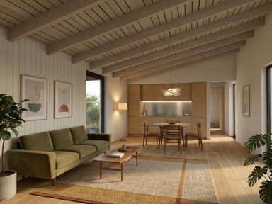 A living room with a sofa and dining table at Arbora 1.0 Spa (Pet) in Malvern