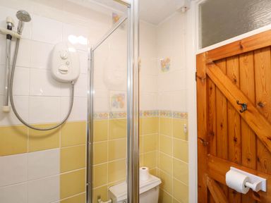 A bathroom with a shower and toilet at Chyancrowse in Gulval