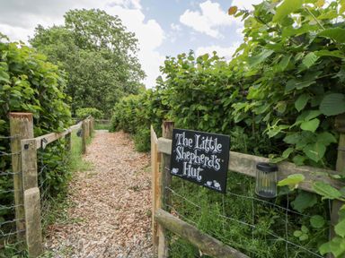 A pathway leading to The Little Shepherd's Hut in Builth Wells