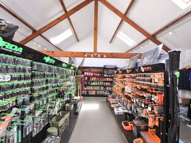 A fishing tackle shop displaying various fishing gear at Caravan in Dolton
