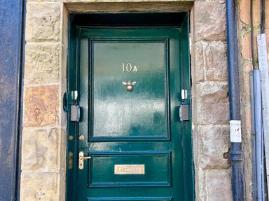A green door with number 10A and a letterbox at Downton II, Alnwick