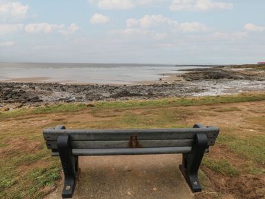 A view of the sea from a bench at Ty Traeth in Porthcawl
