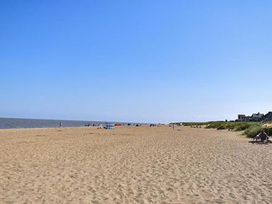 A beach with sand and sea at Sandy Paws Dog Friendly Anderby Creek