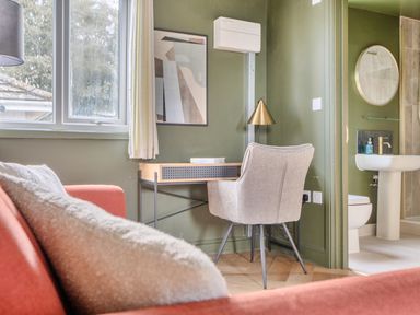 An office with a desk and chair at 1 Bedroom Apartment Sleeps 2 Pets Welcome in Carbis Bay